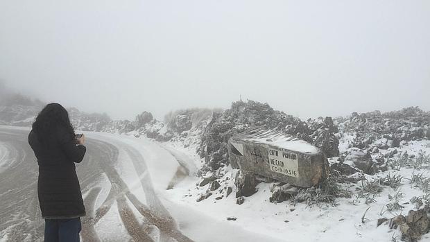 Aspecto que presentaba esta mañana la subida al Santuario