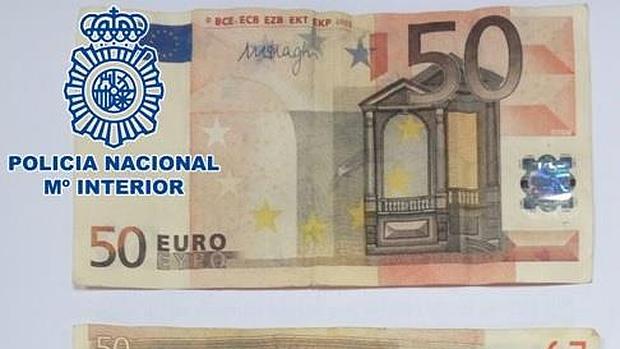 Billetes de cincuenta euros falsos