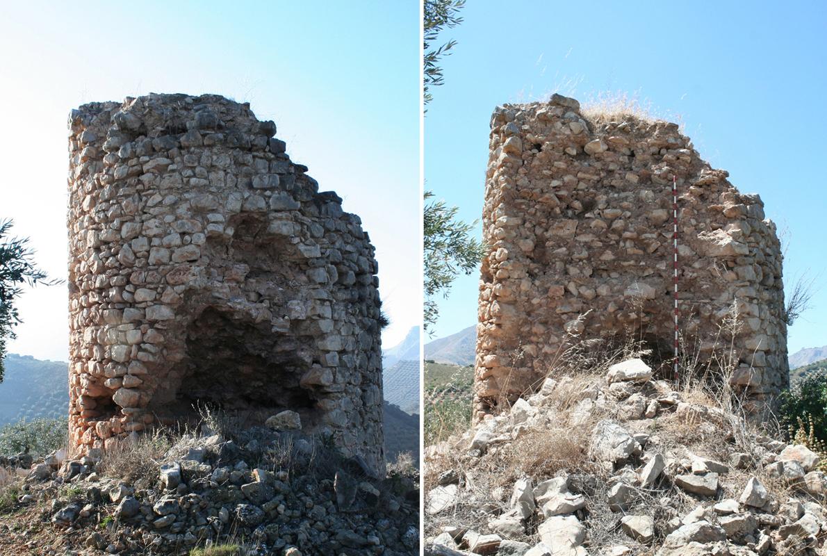 La torre del Espartal, antes y después del derrumbamiento