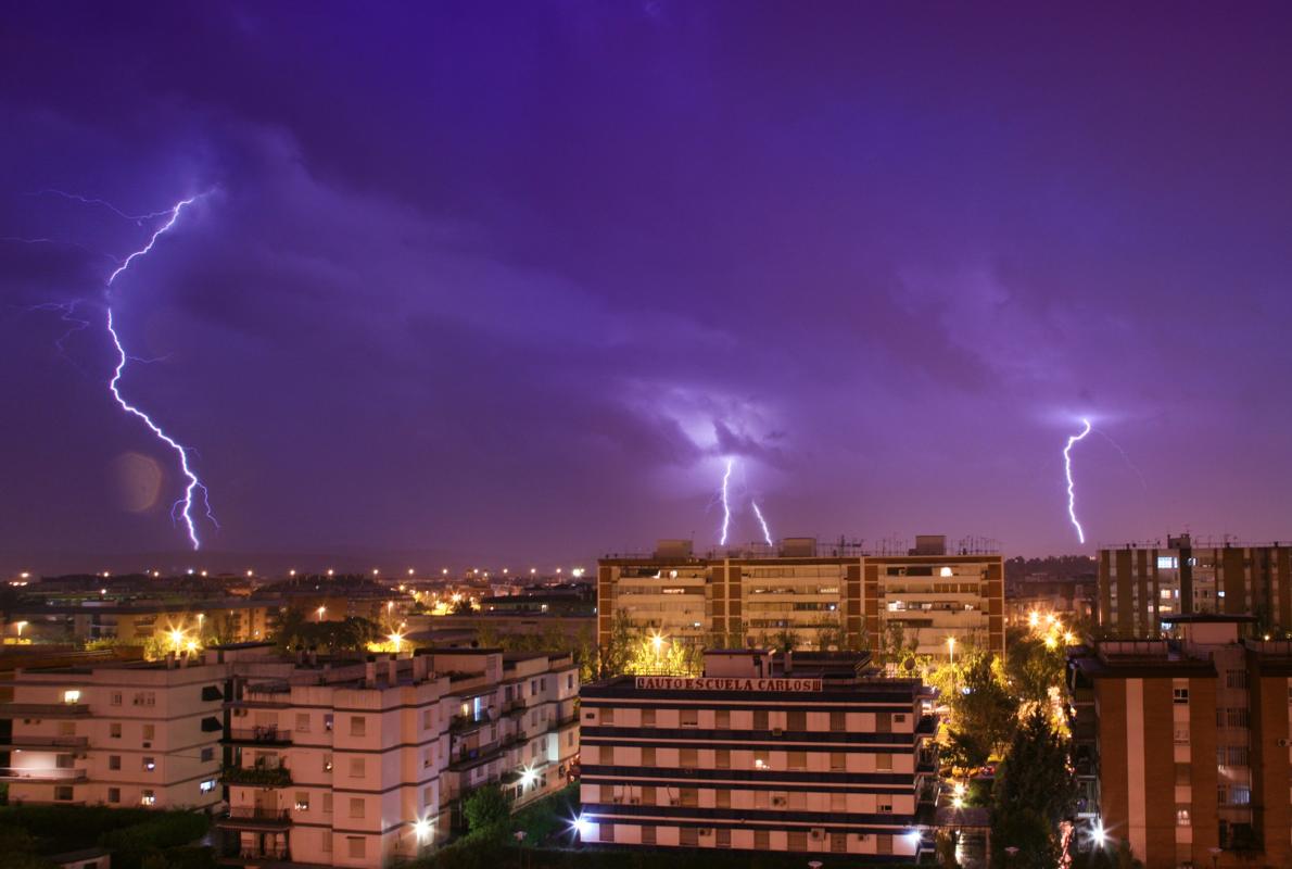 Caída de rayos en Córdoba durante una tormenta