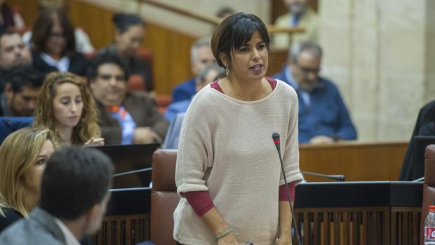 Teresa Rodríguez, en el Parlamento de Andalucía