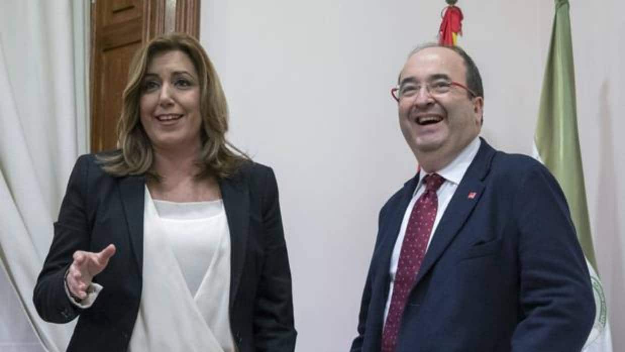Susana Díaz y Miquel Iceta en una reunión que ambos mantuvieron en la sede del PSOE andaluz hace justo un año