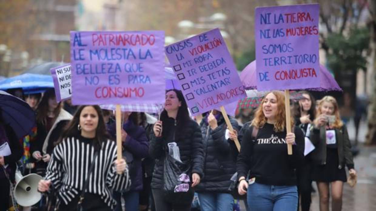 Un grupo de huelguistas en el centro de Córdoba
