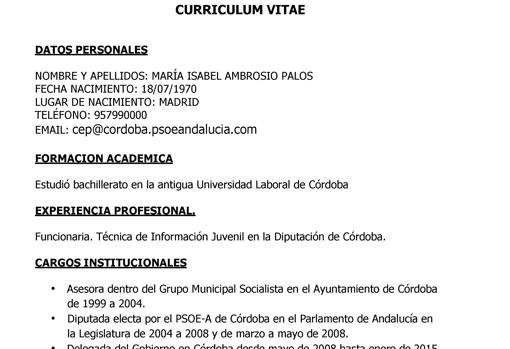 Currículum que se actualizó al mediodía del 16 de abril, donde reza la información que sí se ajusta a la realidad