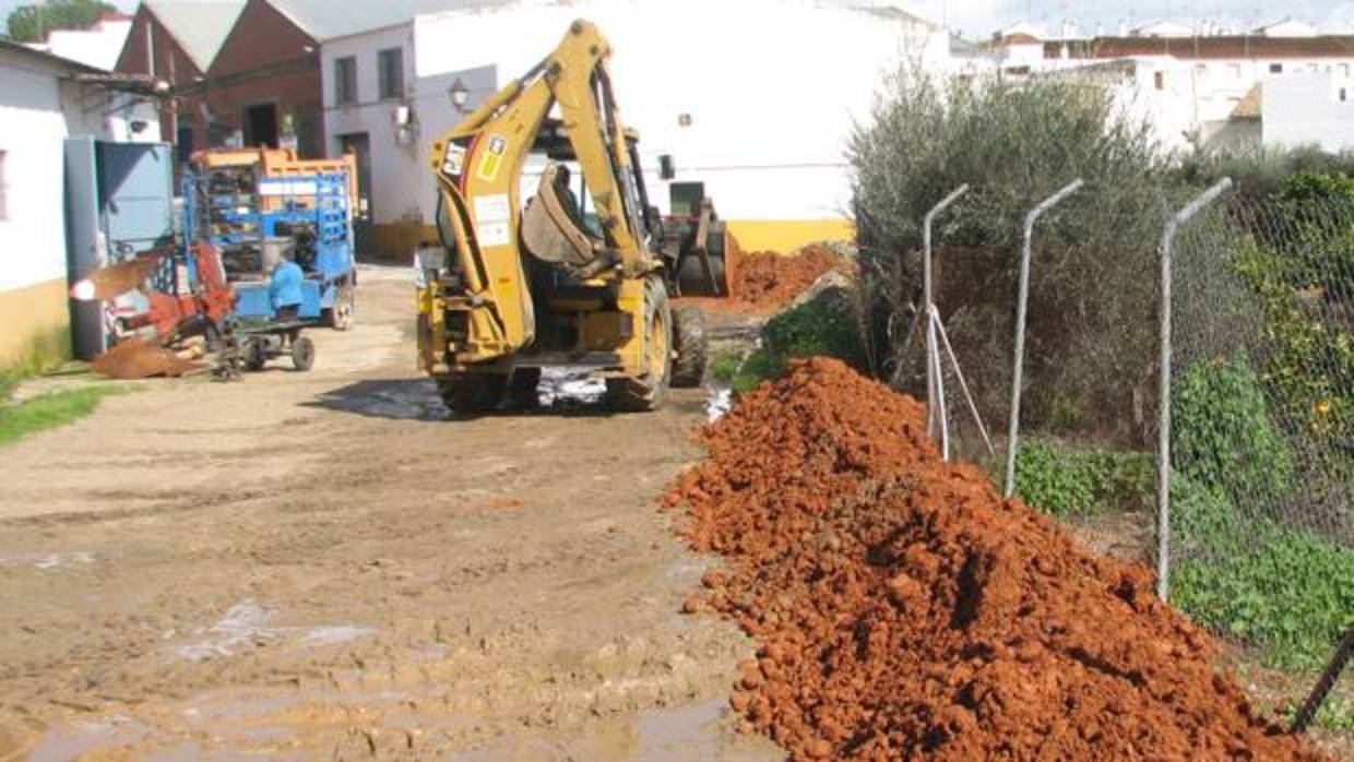 Vecinos crean una muro de contención en una zona residencial de Palma del Río ante la crecida del Genil