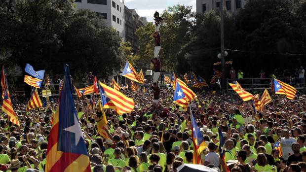 Banderas independentistas en una manifestación de la diada del 11 de septiembre