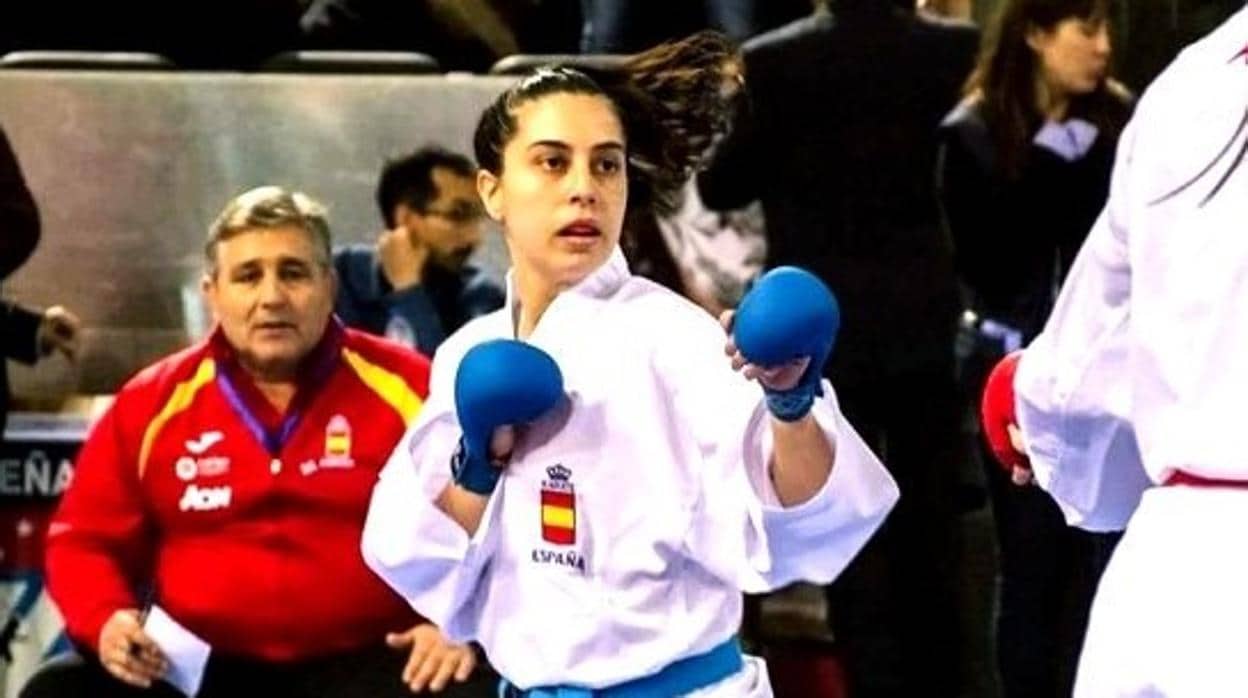 Rocío Sánchez durante un combate con la selección española