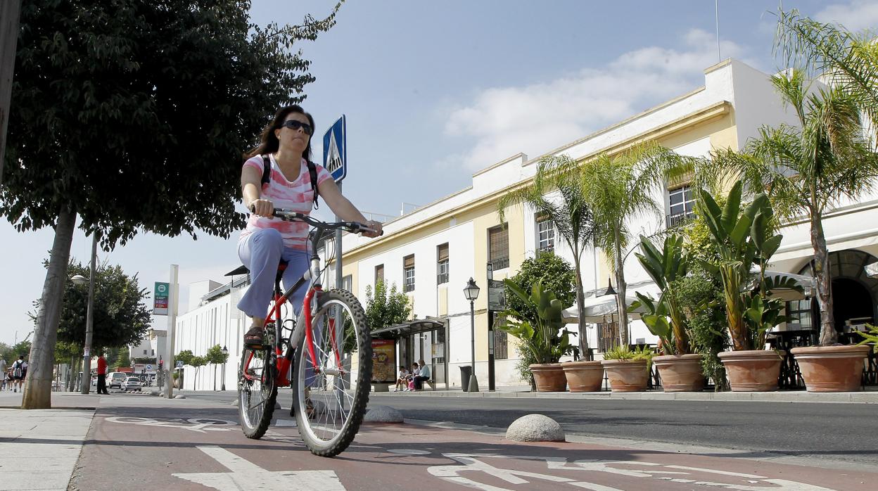 Carril bici en el paseo de la Ribera
