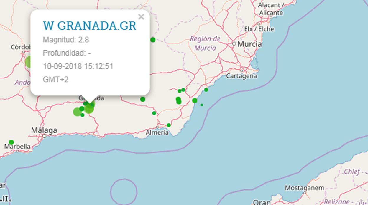 El último terremoto que seha dejado sentir este lunes en Granada