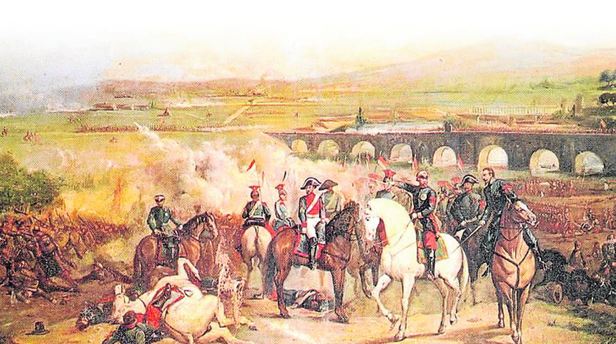 Recreación pictórica de la batalla de Alcolea