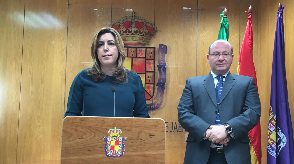 La presidenta de la Junta, Susana Díaz, durante una visita institucional al alcalde de Jaén, Javier Márquez