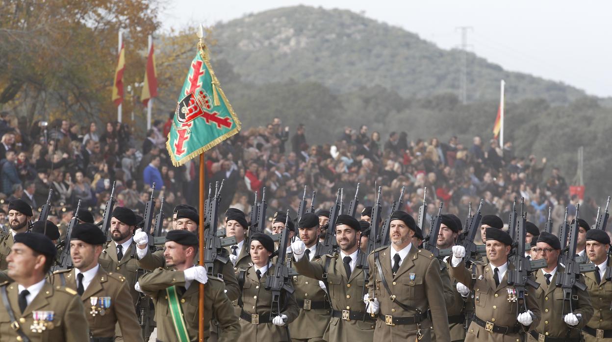 Soldados de la Brigada Guzmán El Bueno X, en la base de Cerro Muriano en Córdoba
