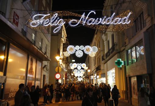 Luces de Navidad en la calle Gondomar de Córdoba