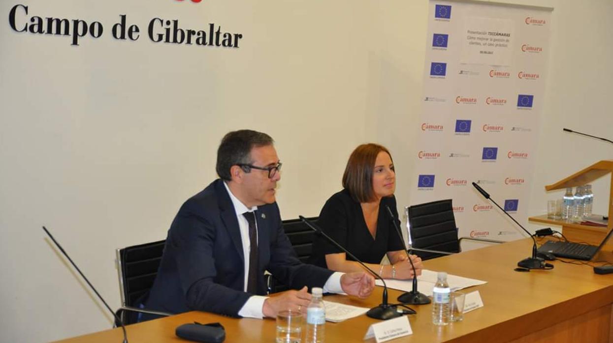 Carlos Fenoy durante un acto de la Cámara de Comercio del Campo de Gibraltar