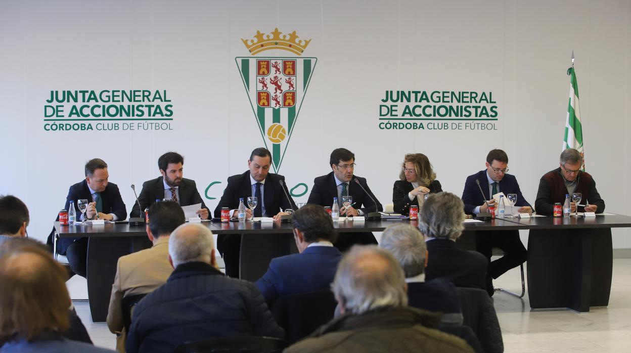 Miembros del Consejo de Administración del Córdoba CF, en la Junta del pasado jueves