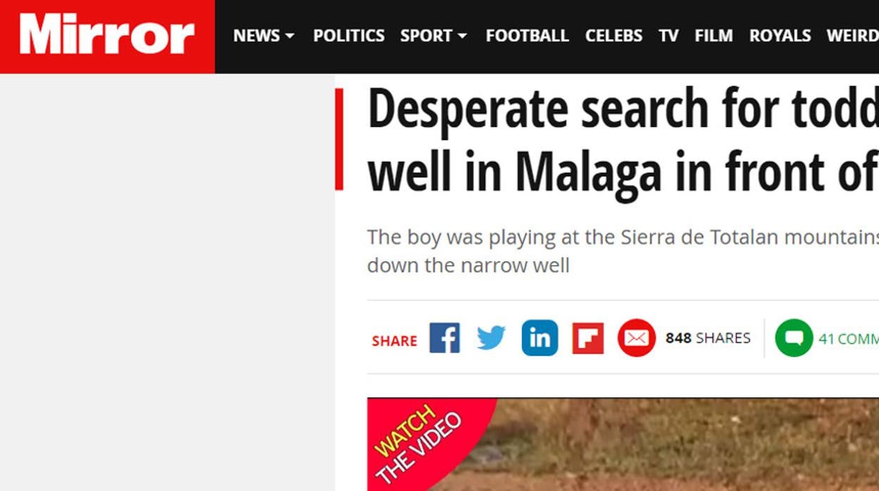 Web del periódico Mirror del Reino Unido