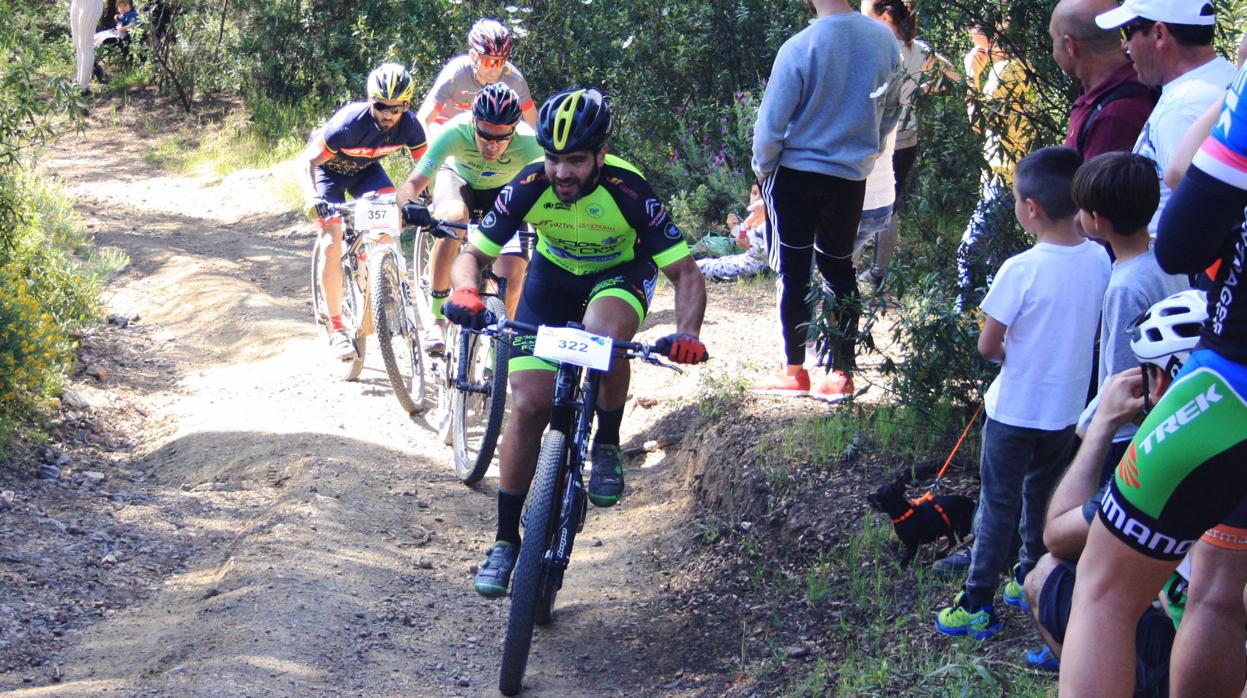 Varios ciclistas de montaña, este domingo, durante la Marcha Ronda de Córdoba