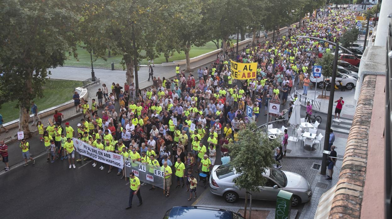 Manifestacion de trabajadores de ABB en Córdoba el pasado 15 de julio