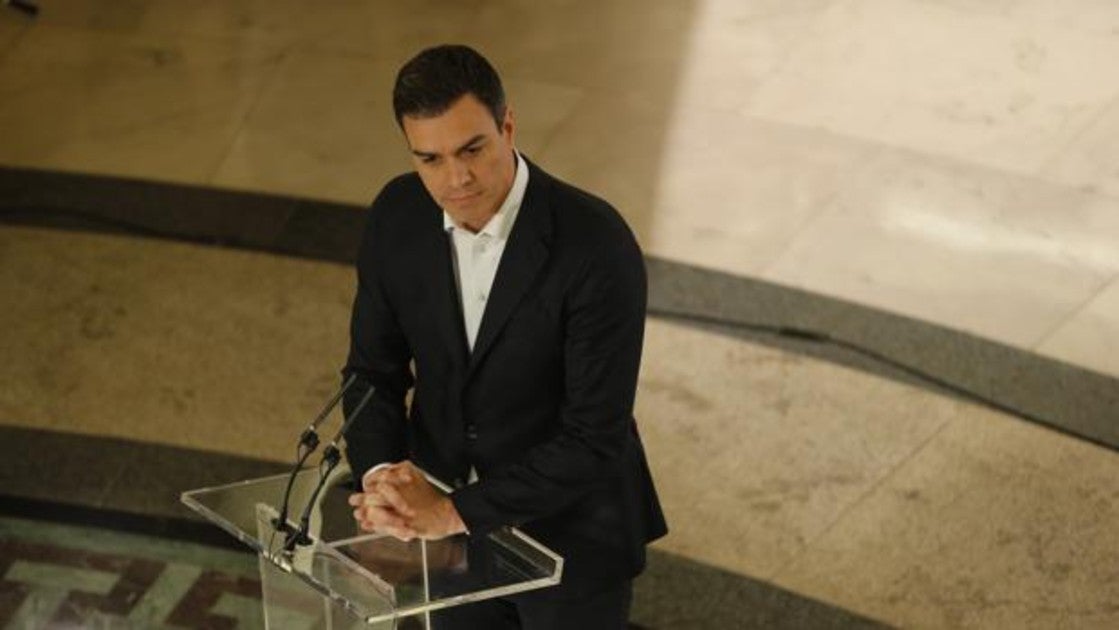 Pedro Sánchez en una rueda de prensa