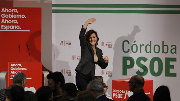 Carmen Calvo, en Córdoba: «Estamos gestionando la herencia de Rajoy en Cataluña»