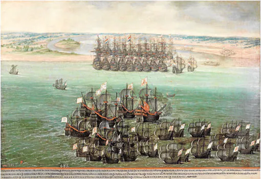 Obra anónima del Museo del Prado sobre la flota comandada por Lope de Hoces hacia Pernambuco.