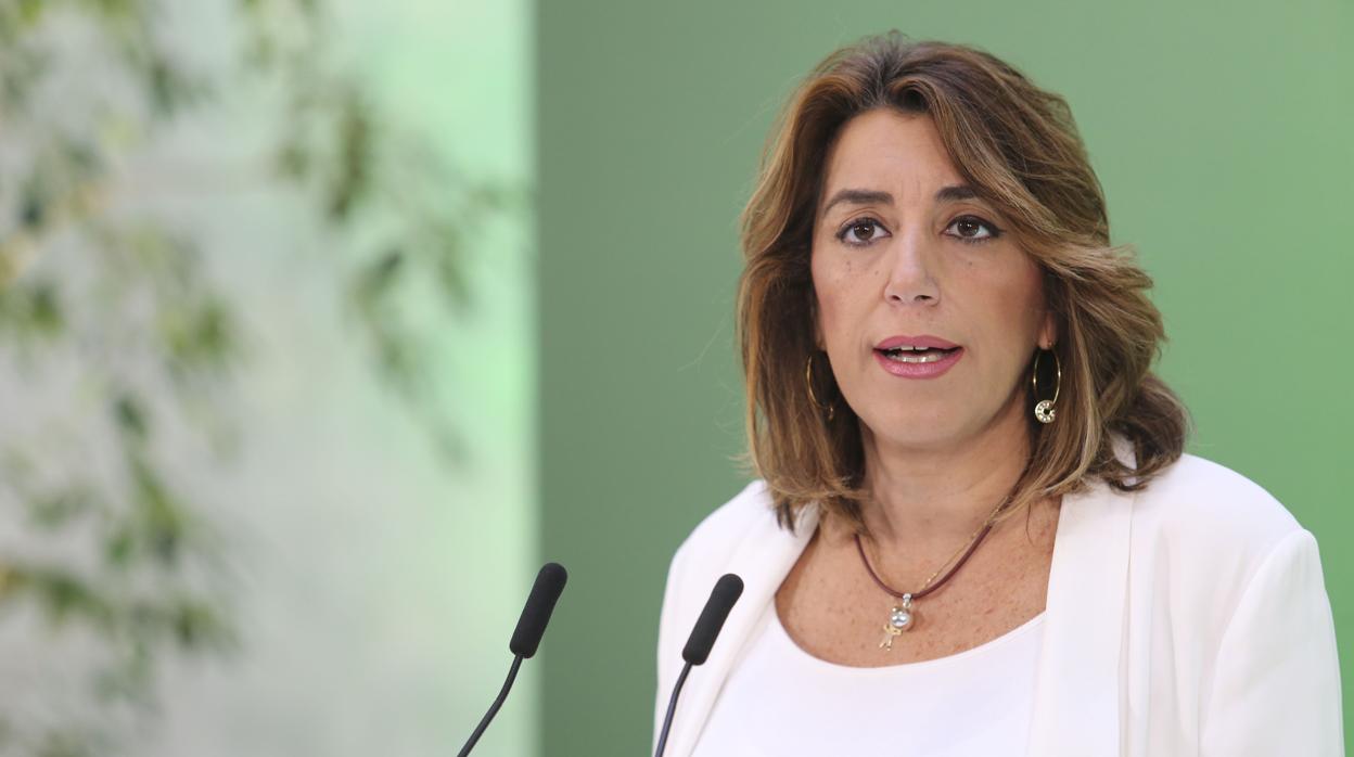 Susana Díaz en la sede regional del PSOE andaluz