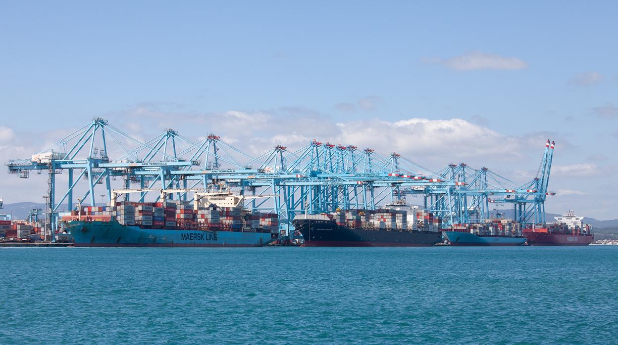 Instantánea tomada este miércoles en el muelle de la terminal de Maersk en Algeciras