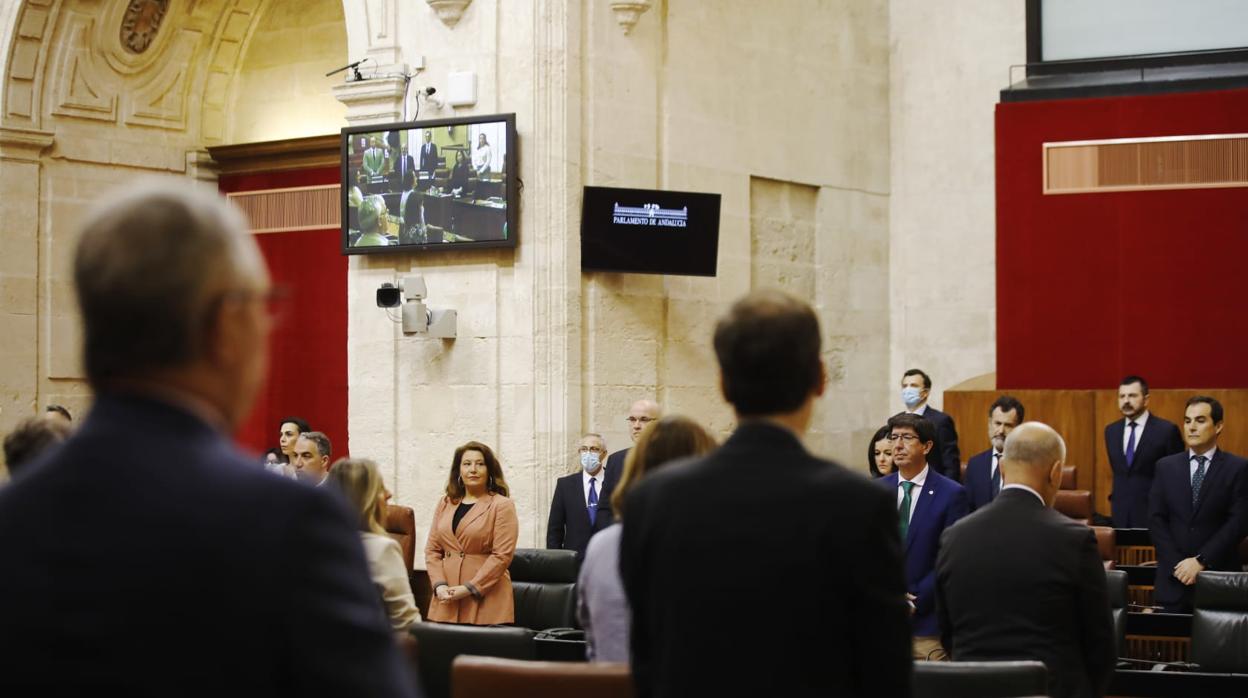 Los diputados guardan un minuto de silencio por las víctimas de la Covid-19 antes de la sesión de control