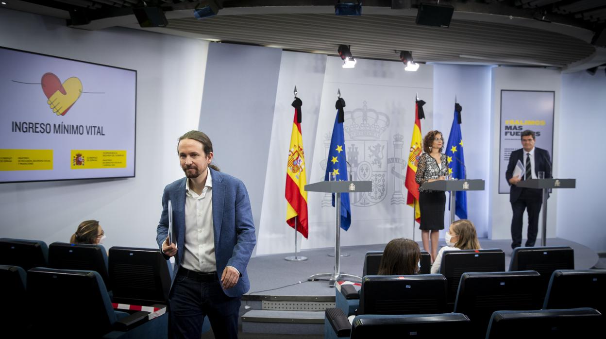 El vicepresidente segundo del Gobierno, Pablo Iglesias, al presentar el ingreso mínimo vital
