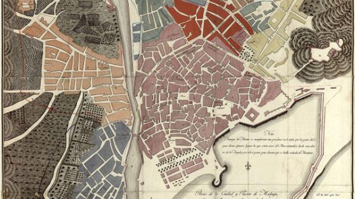Mapa de Málaga donde se ve cómo afectaron las pandemias a la ciudad