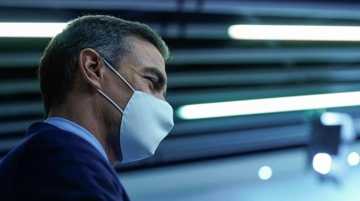Pedro Sánchez, en su rueda de prensa de ayer en la Moncloa