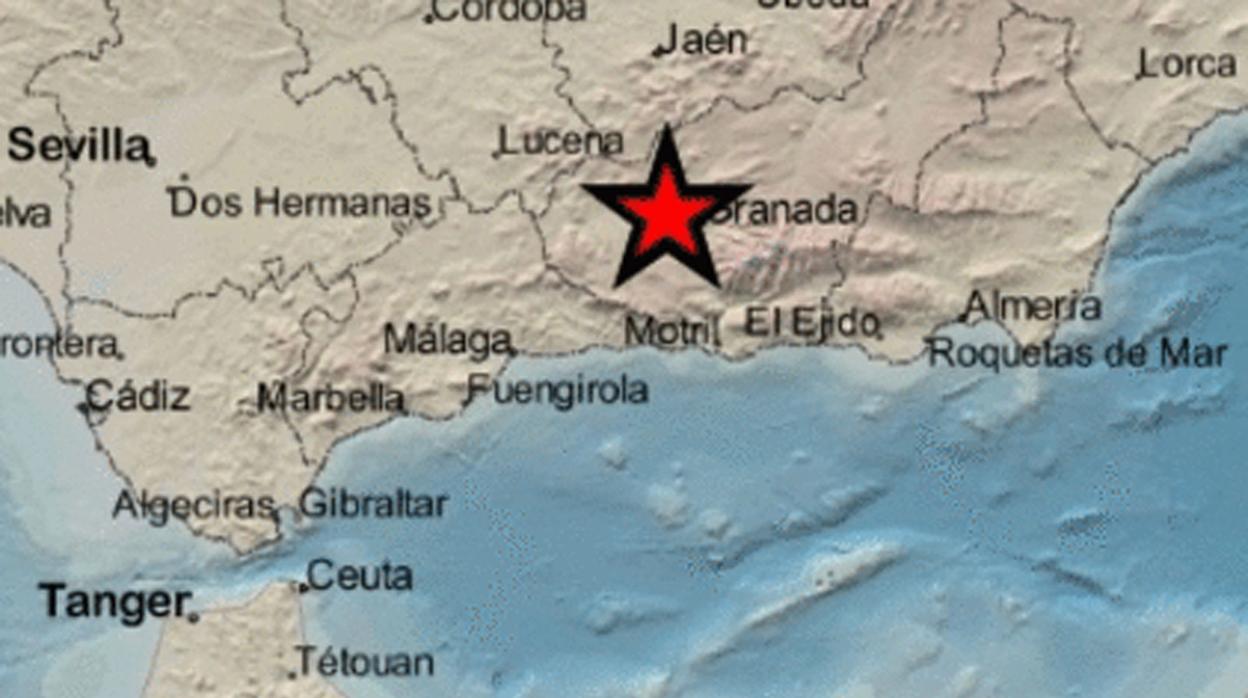 La estrella marca el epicentro del terremoto