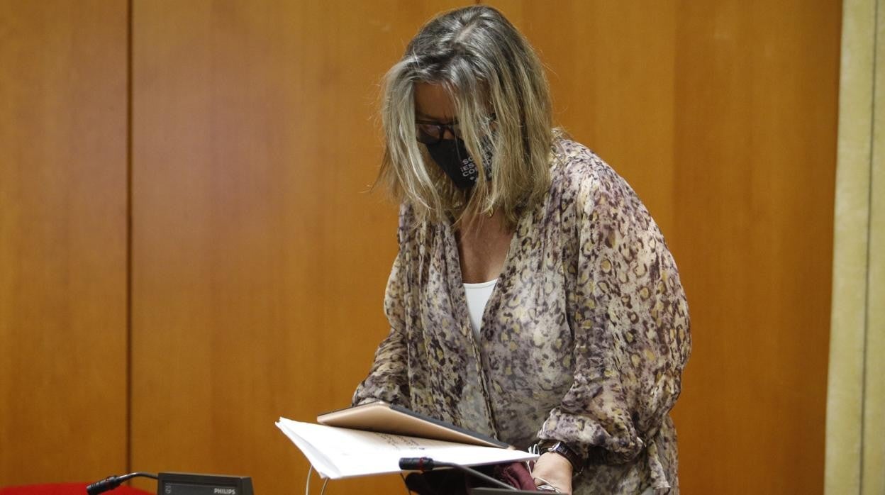 La primera teniente de alcalde y portavoz de Cs, en el Pleno de hoy leyendo documentación