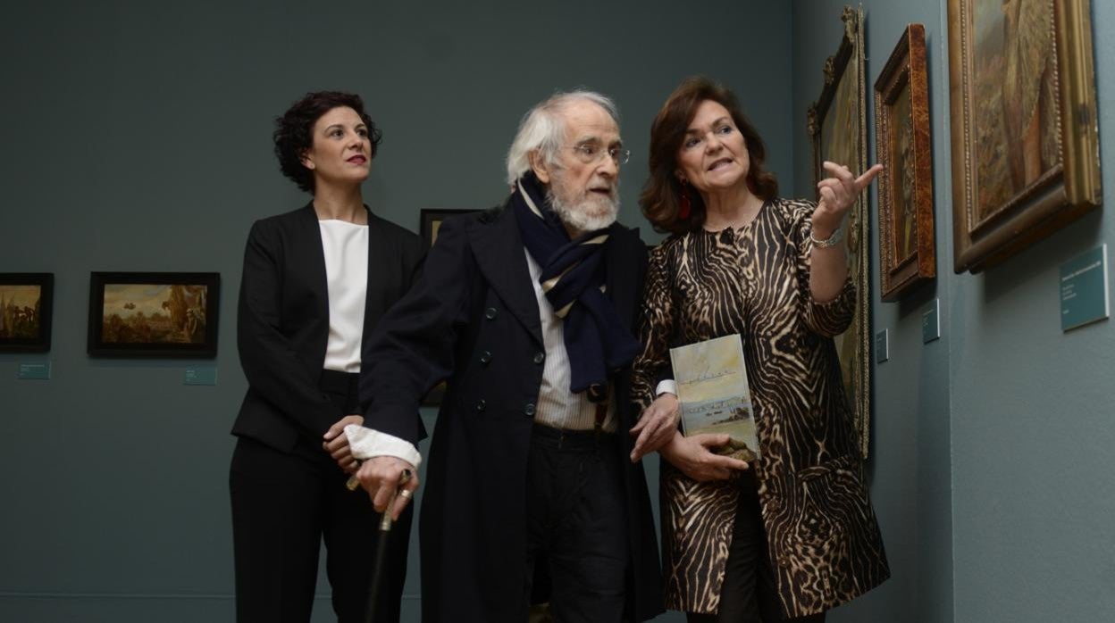 Ginés Liébana y Carmen Calvo, en la inauguración de una exposición en abril de 2019