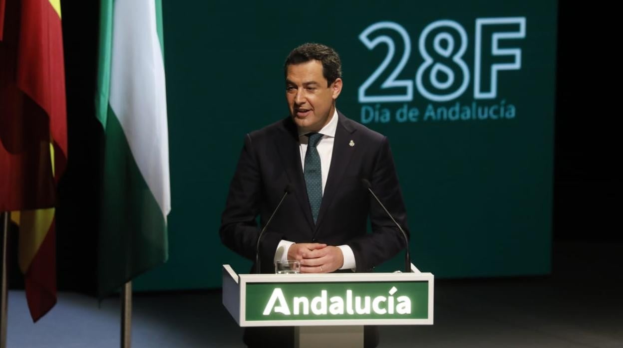El presidente de la Junta, Juanma Moreno Bonilla, en los actos del Día de Andalucía