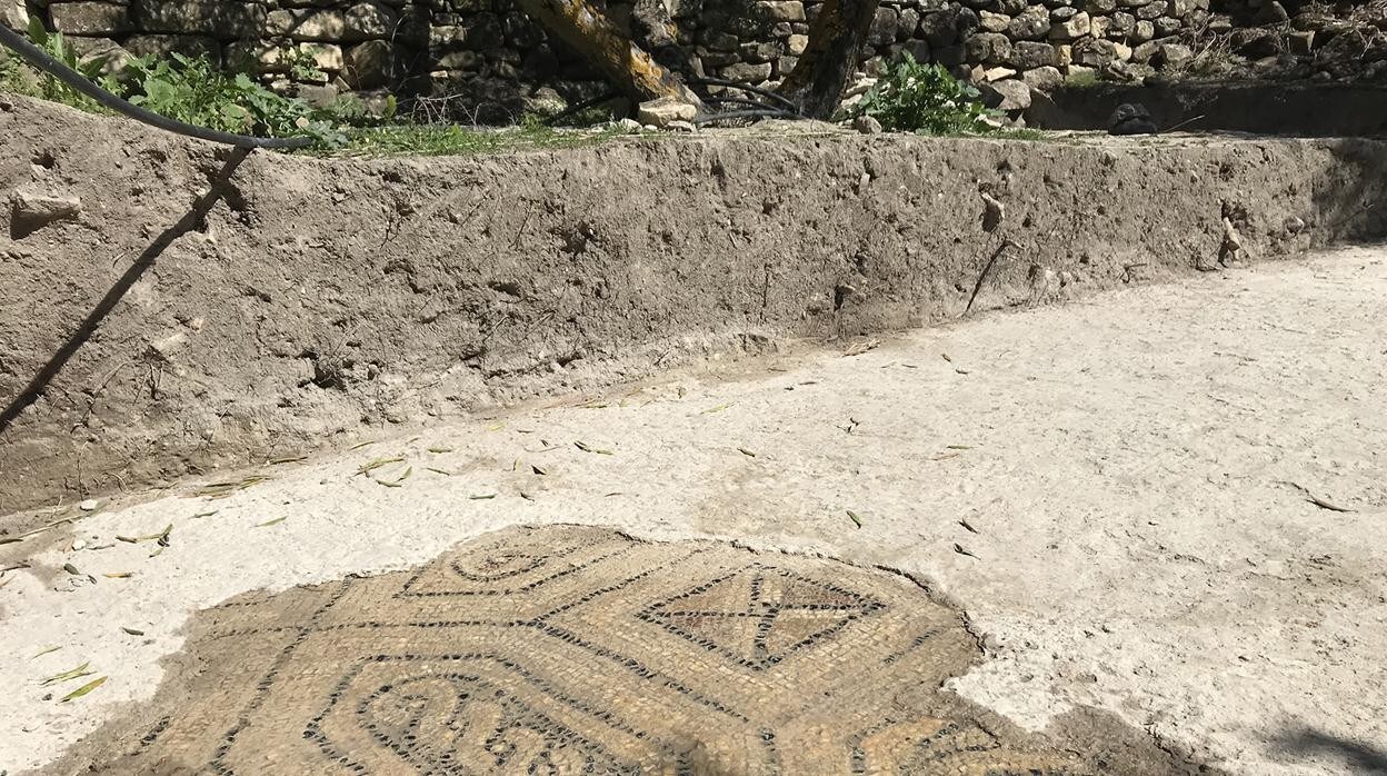 Mosaico romano descubierto en el paraje de Rus