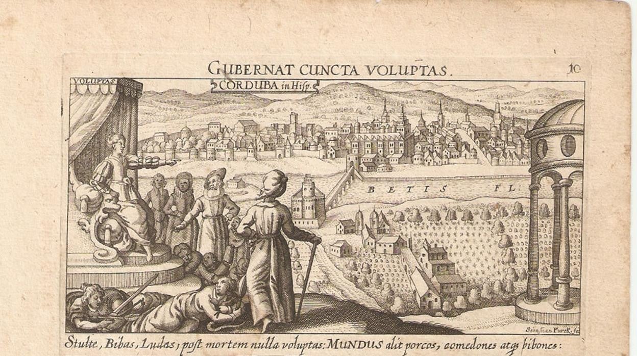 Postal con una vista de la ciudad desde la Torre de la Calahorra