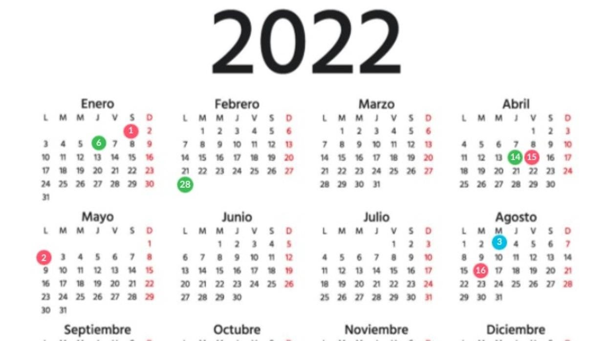 Calendario laboral de Huelva para 2022