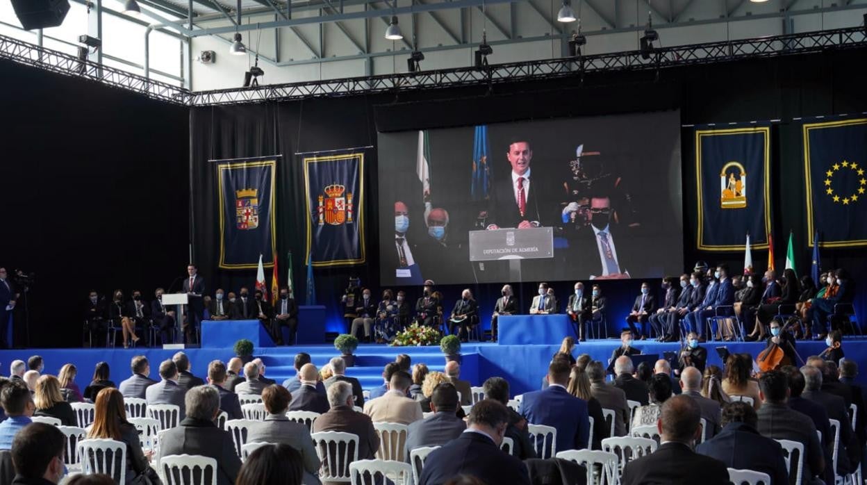 El presidente de la Diputación, Javier A. García durante su intervención en el 'Día de la Provincia'.