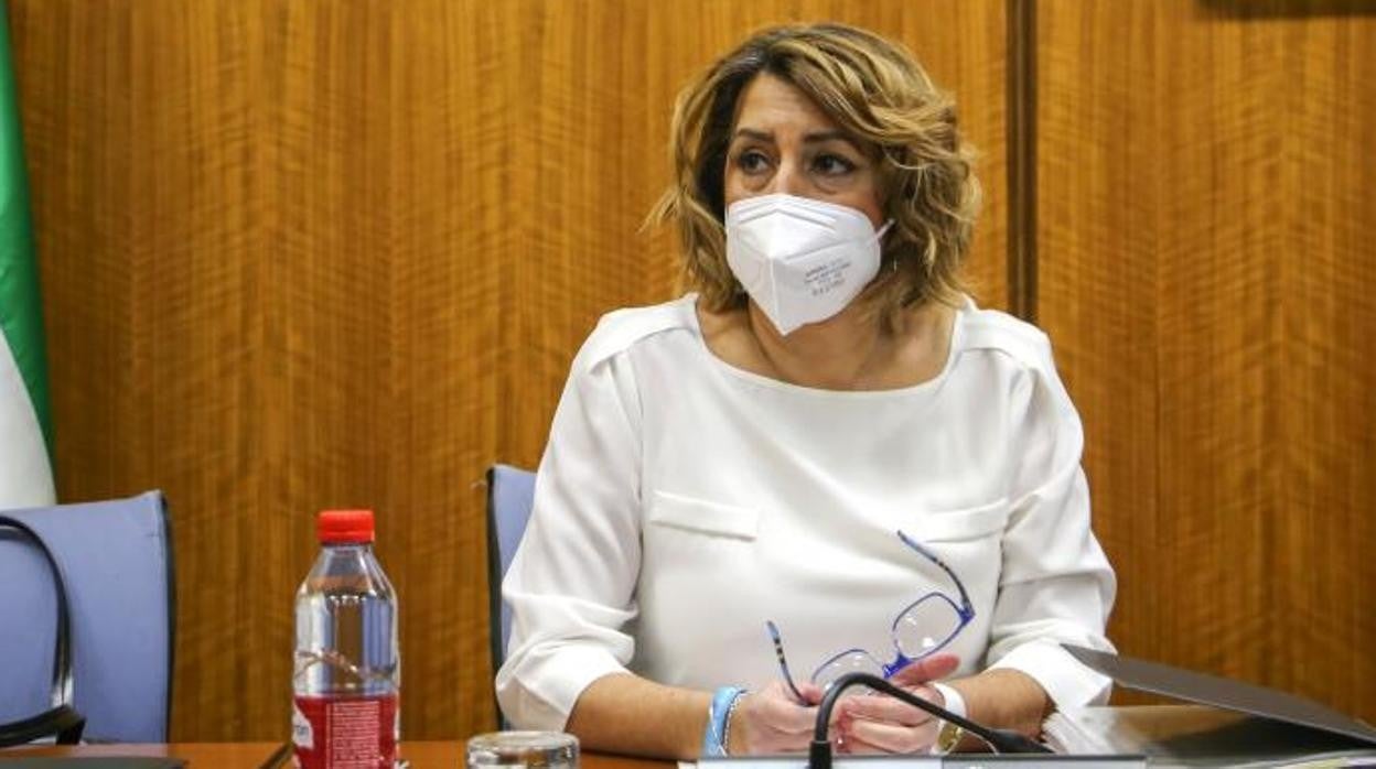 La expresidenta de la Junta, Susana Díaz, este viernes en la comparecencia ante la comisión de investigación de la Faffe