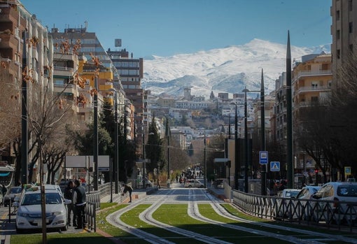 Final de la avenida de la Constitución, donde ya existen vías. Al fondo, el paseo que debería de destruirse para conectarlas