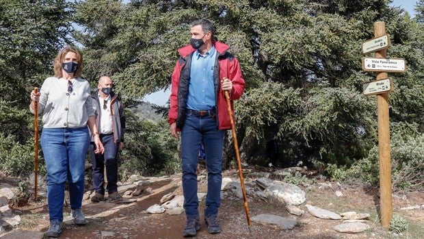 Pedro Sánchez, paseo en blanco por la Sierra de las Nieves de Málaga