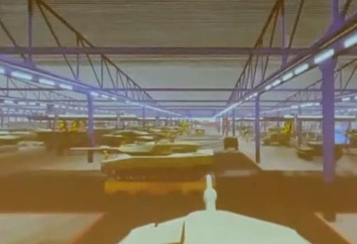 Recreación virtual del interior del taller de mantenimiento de la Base Logística