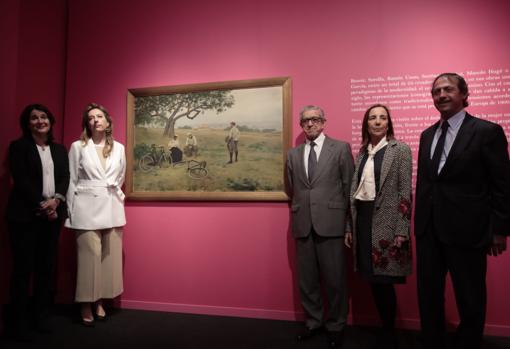 Garrido, Alonso, Medel, Daurella y Campins, junto a una obra de Ramón Casas