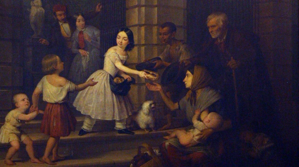 Cuadro «La caridad», de Antonio María de Esquivel, cuya restauración ha iniciado la hermandad