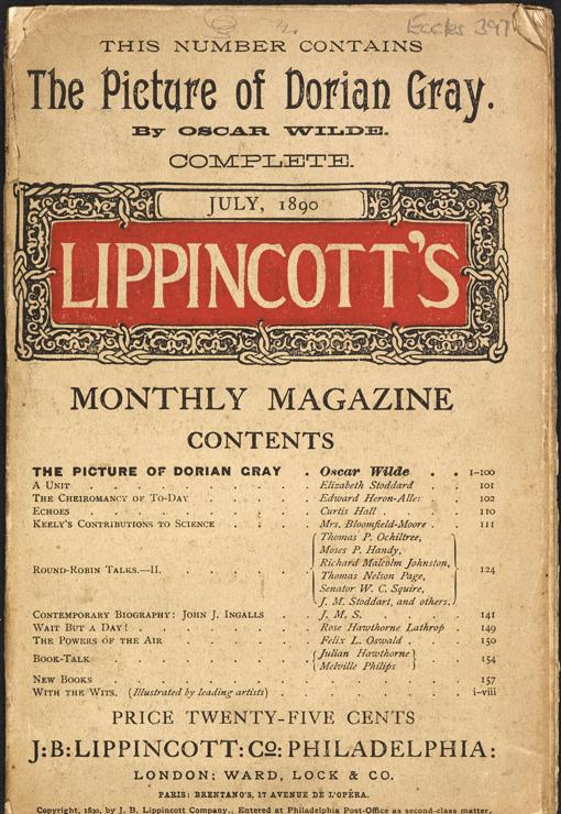 Oscar Wilde. El retrato de Dorian Gray. Revista Lippincott. 1890