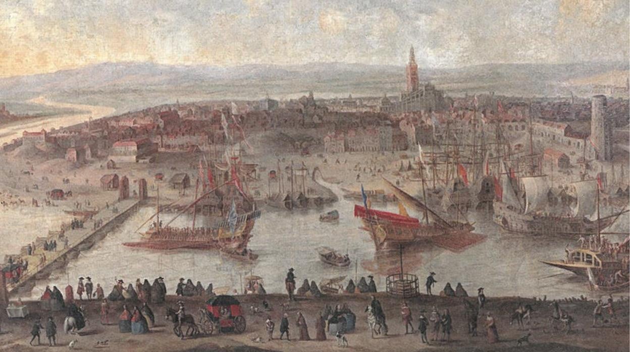 Vista de Sevilla cuando era puerta de América, obra anónima del siglo XVII de la Fundación Focus