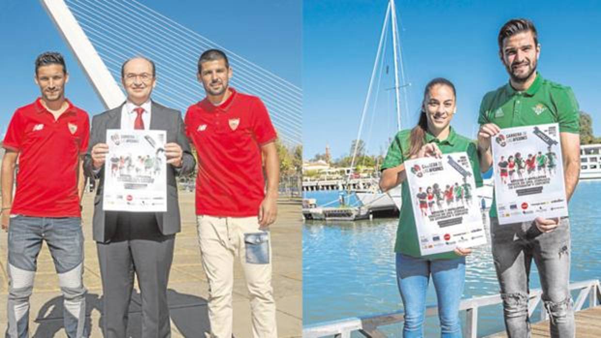 A la izquierda, Navas, Castro y Nolito; a la derecha, Nuria Ligero, «Nana», y Antonio Barragán