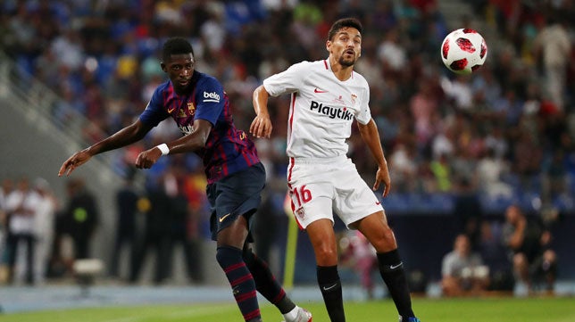 Sevilla-Barcelona, al descanso (1-1): Piqué neutralizó el gol de Sarabia