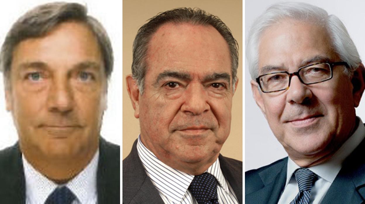 De izquierda a dercha, Alex Sánchez-Pedreño, Joaquín García-Romanillos y Francisco Prada Gayoso, propuestos como consejeros de Abengoa